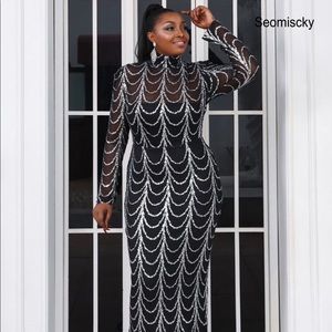 High neck formal black and sequin dress